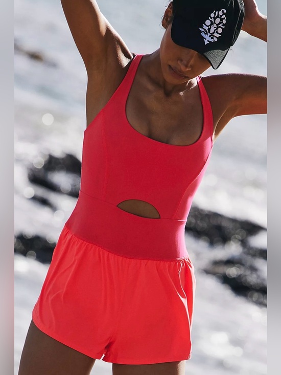 FP Movement by Free People Other - Free People Movement Righteous Runsie Neon Coral Pink Sz M Activewear